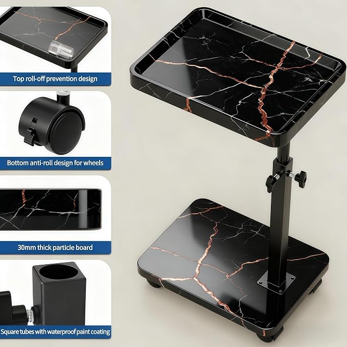 C Table End Table Adjustable Height, 360°Swivel TV Tray Table - Image 6