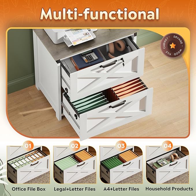 DEVAISE 2 Drawer File Cabinet, Lateral Wood Filing Storage Cabinet - Image 4