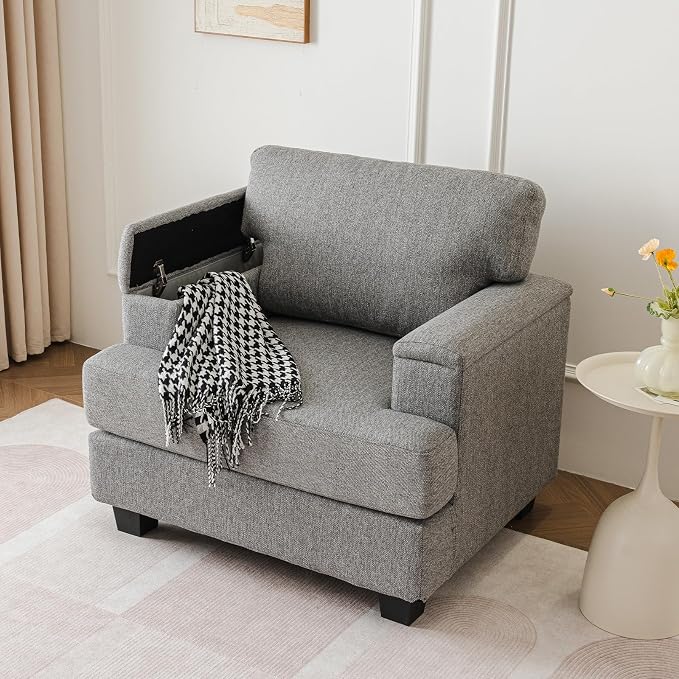 Oversized Accent Chair with Armrest Organizer, Comfy Living Room Chairs with by Fryruwa