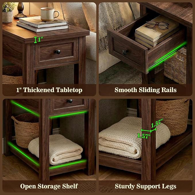Narrow End Table Set of 2 with Charging Station - Image 8