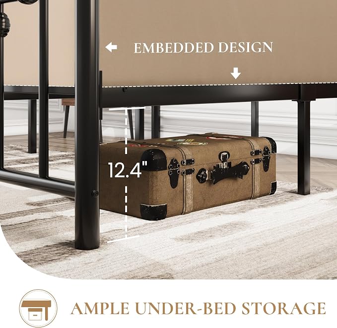 SHA CERLIN 14" Full Size Metal Platform Bed Frame/Victorian Headboard and - Image 5