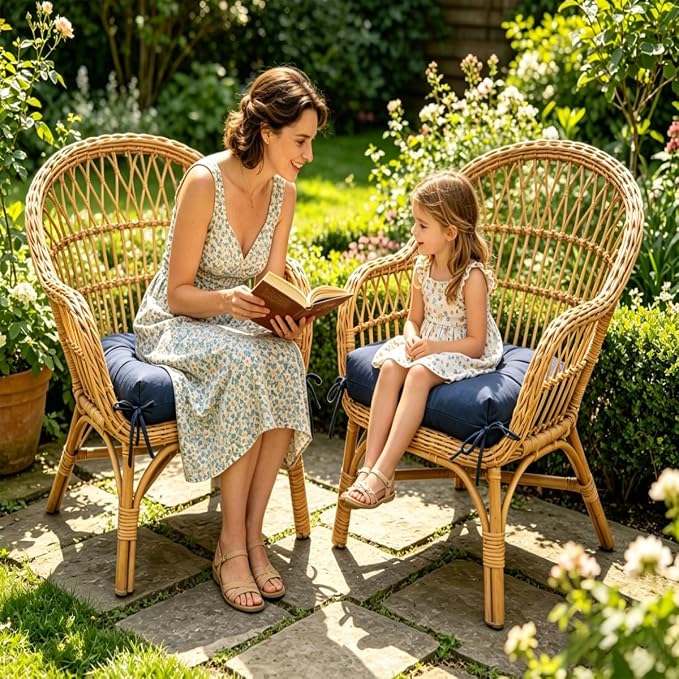Set of 2 Patio Seat Cushions 19X19in Square Wicker Seat Pads Waterproof Rocking - Image 4