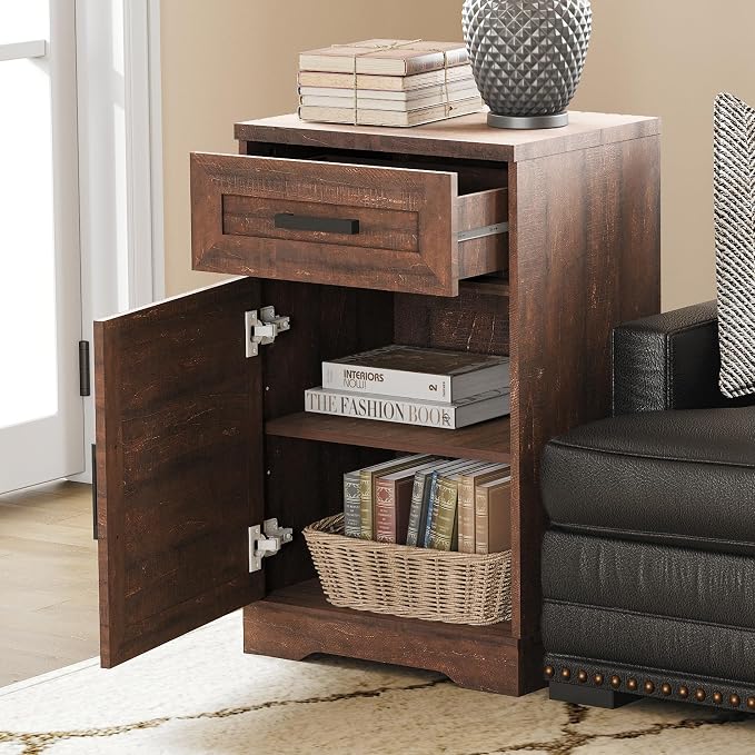 WAMPAT 32" H End Table for Living Room, Rustic Nightstand - Image 5