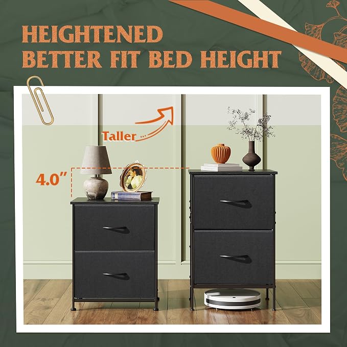 WLIVE Nightstand Set of 2, 2 Drawer Dresser - Image 6