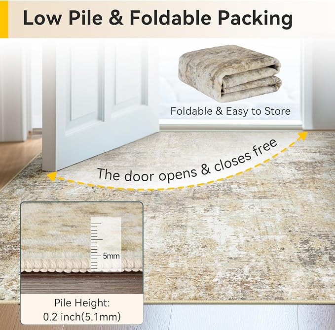 RELEANY Washable Area Rugs 8ft Non-Slip Modern Abstract Soft - Image 5