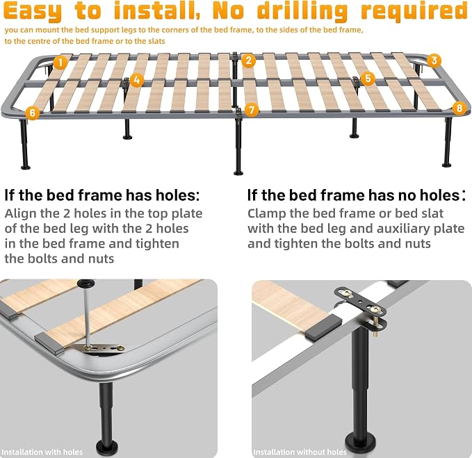 Wlrrcwdttc 4 Pcs Adjustable Height Bed Support Legs 10-17 inch, Bed Frame - Image 5