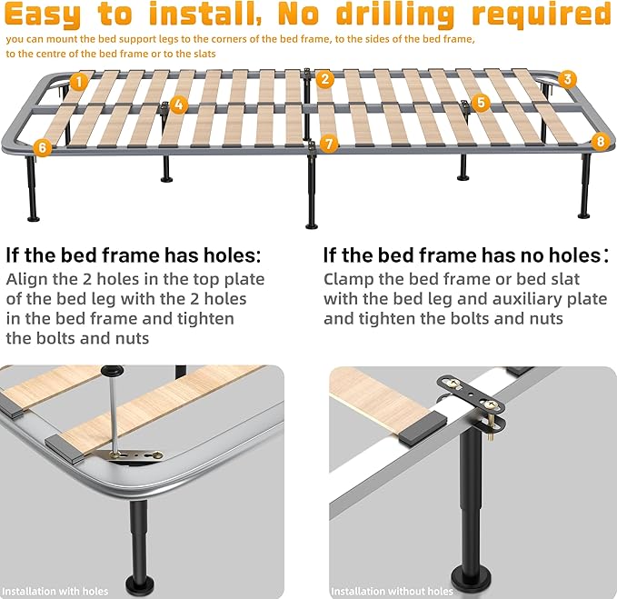 Wlrrcwdttc 4 Pcs Adjustable Height Bed Support Legs 5.9-10.5 inch, Bed Frame - Image 5