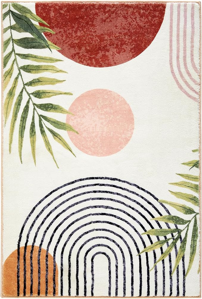 RoomTalks Mid Century Modern Washable Rug, Boho Cute Aesthetic 6x9 Area Rugs - Image 8