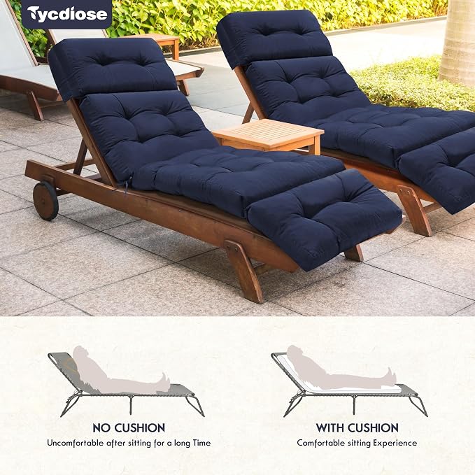 Waterproof Chaise Lounge Chair Cushions Outdoor 74.4 x 22 x 4.7 Inches Memory - Image 6