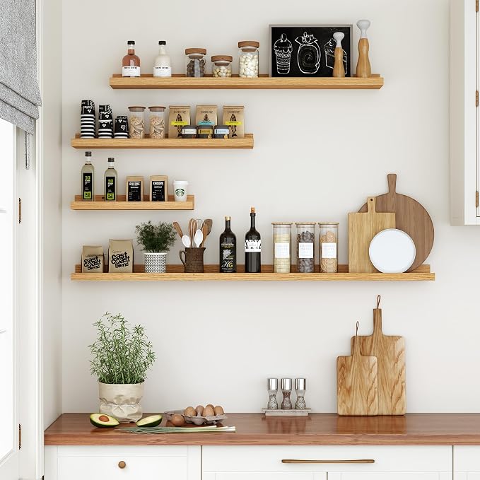 Floating Shelves for Wall, 24 inch Wood Floating Shelves Set of 2, Picture - Image 2