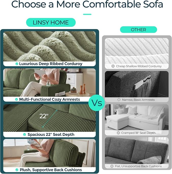 LINSY HOME Loveseat Sofa with Storage - Image 3