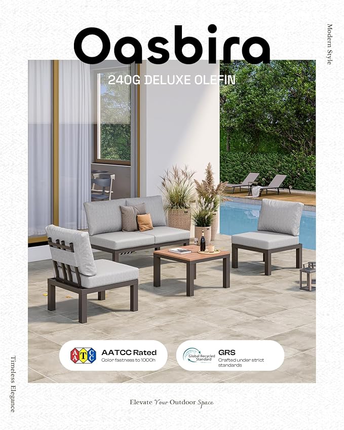 Aluminum Outdoor Patio Sofa Set, 2 Seats Modular Sectional Sofa - Image 7