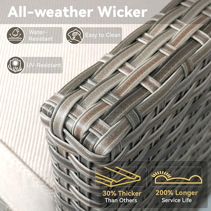 Wicker Patio Furniture Set-7 PieceAll Weather Outdoor Conversation Sets - Image 6