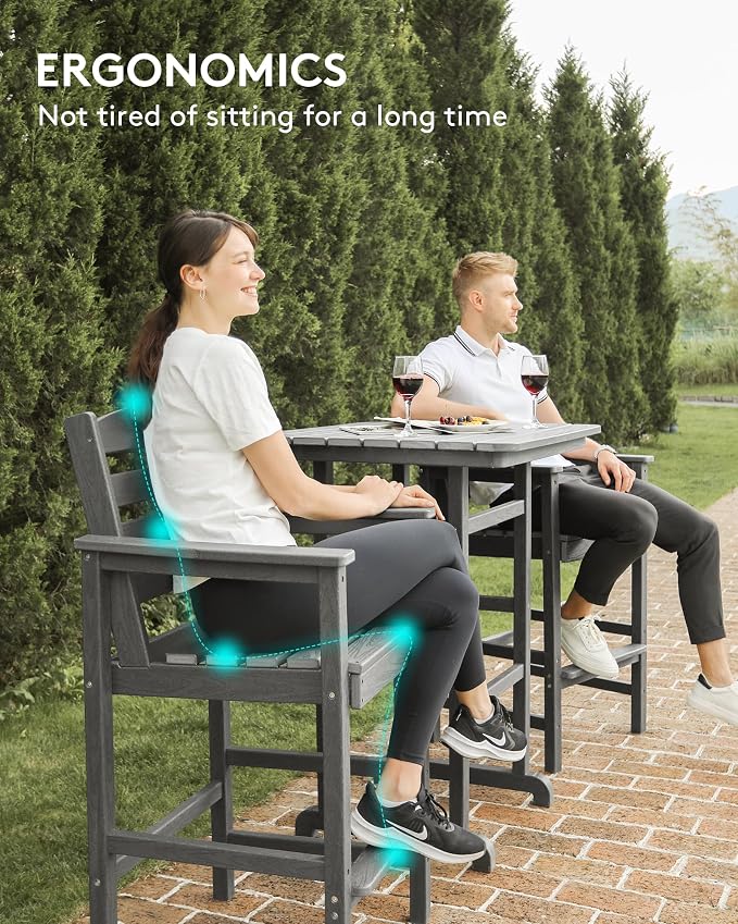 SERWALL Balcony Adirondack Chairs and Table 3 Pieces Set, Adirondack Bar Height - Image 6