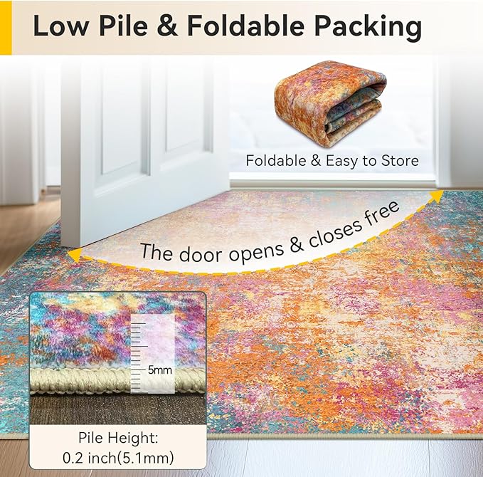 RELEANY Washable Area Rugs 5'x7' Non-Slip Modern Abstract Soft - Image 6