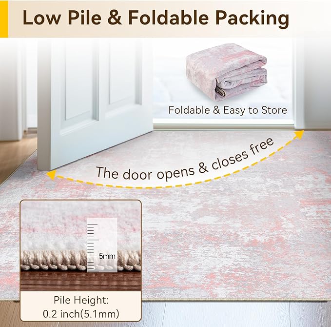RELEANY Washable Area Rugs 2'x8' Non-Slip Modern Abstract Soft - Image 8