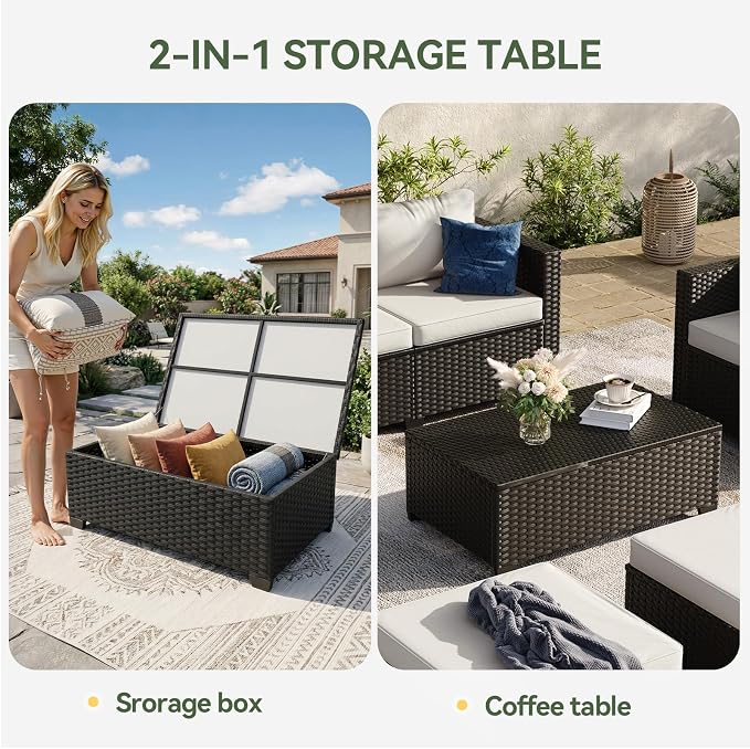 Aoxun 10 Piece Outdoor Patio Furniture Set 7 Seats, Outdoor Sectional - Image 8