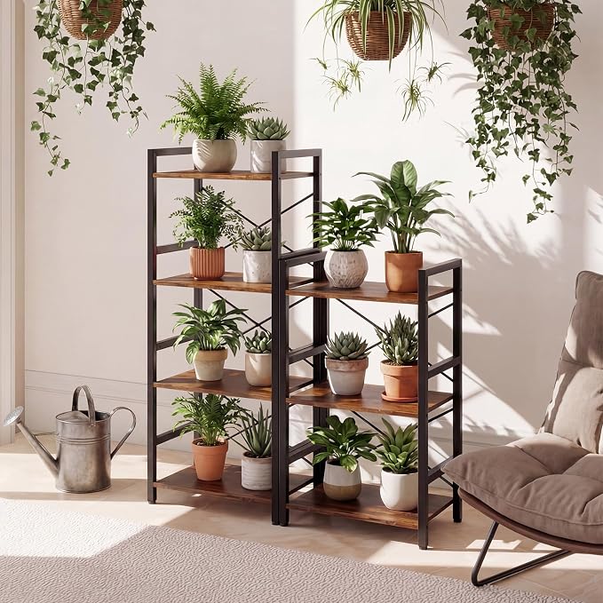 Tangkula 3-Tier Industrial Bookshelf, 16.5" Width Wooden Open Bookcase - Image 9