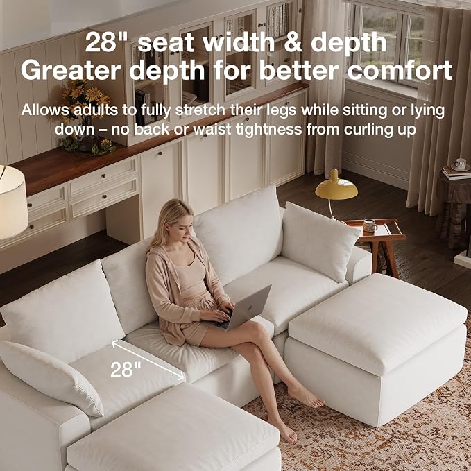 Novilla 133.8" Modular Cloud Couch, Modern Sectional Sofa - Image 15
