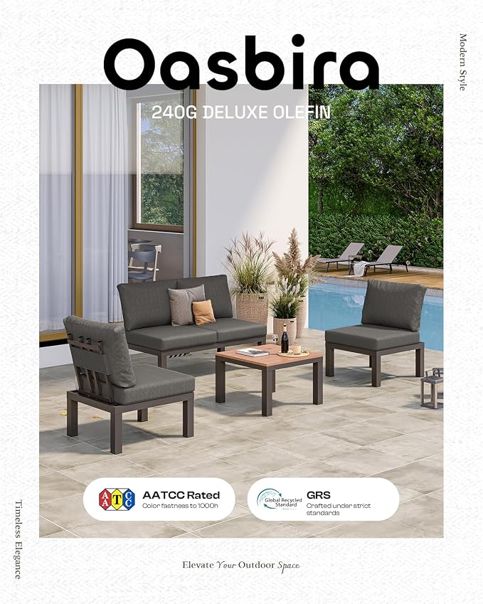 Aluminum Outdoor Patio Sofa Set, 2 Seats Modular Sectional Sofa - Image 7