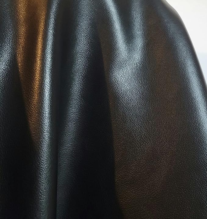 Black Lambtouch Soft Faux Vegan PU Leather by The Yard Synthetic Pleather 0.8 - Image 3