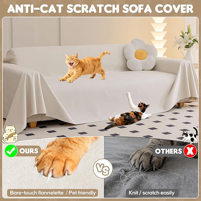Loiion Velvet Sofa Cover, Ultra Soft Waterproof Non-Slip Couch Cover - Image 2