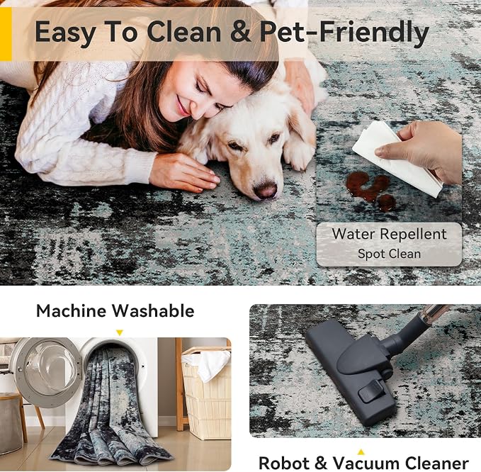 RELEANY Washable Area Rugs 5'x7' Non-Slip Modern Abstract Soft - Image 5