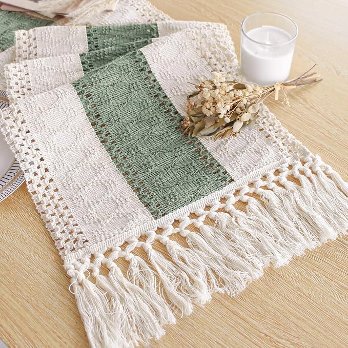 FEXIA Sage Green Table Runner 72 Inches Long by FEXIA