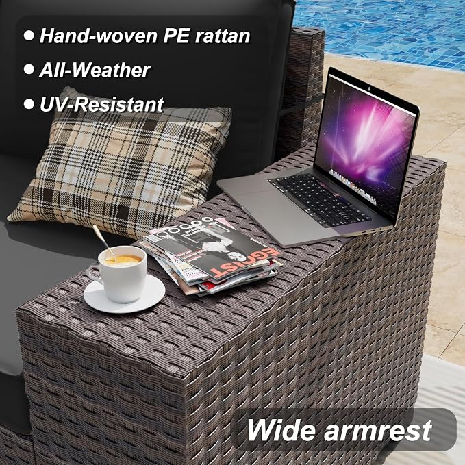 ALAULM 6 Pieces Patio Furniture Set, Oversized Seat/Armrest and High Back - Image 4