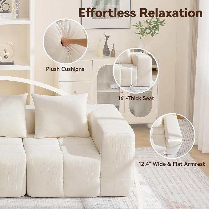 119" Oversized 3 Seater Boneless Couch, Comfy Cloud Modular Sectional Sofa - Image 5