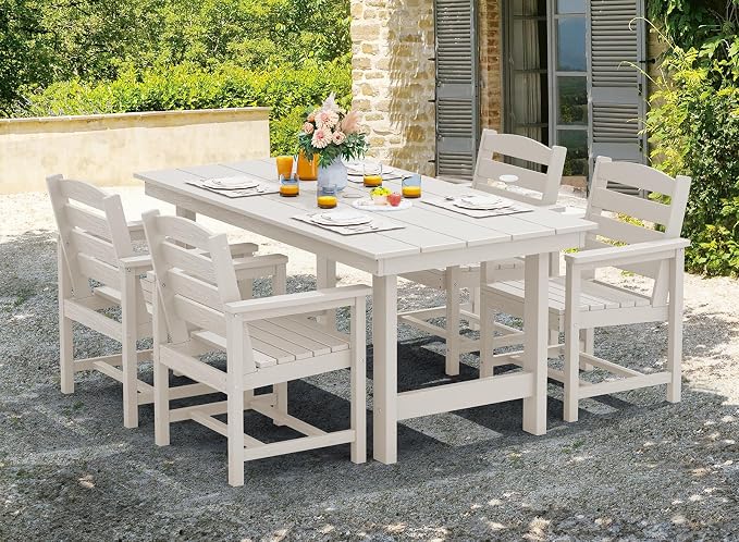 SERWALL Patio Table Set, Outdoor HDPE Dining Set - Image 6
