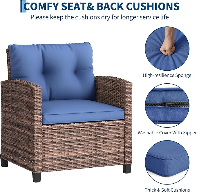 3-Piece Patio Furniture Set, Outdoor PE Rattan Chair - Image 4