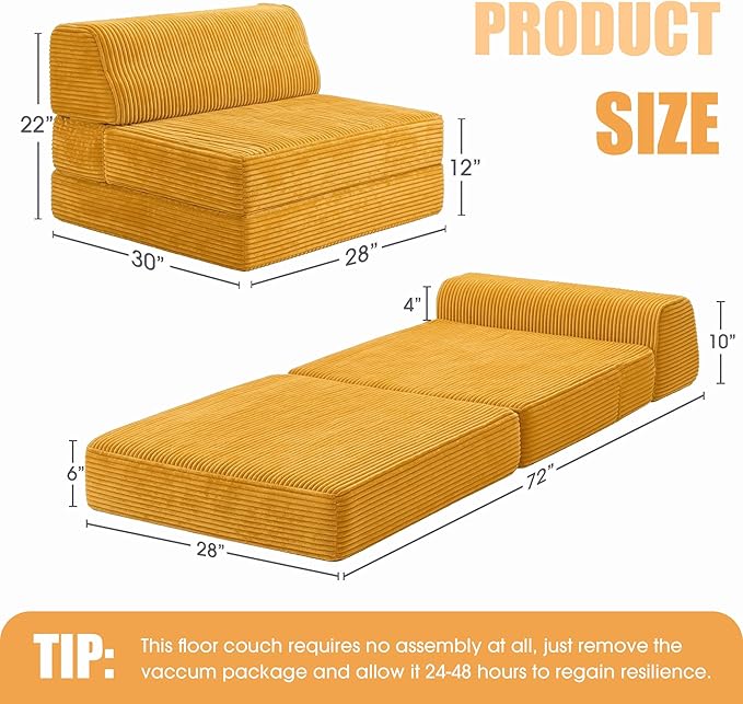 Kasunpul Folding Sofa Bed with Pillow, Memory Foam Fold Out Chair Bed, - Image 2