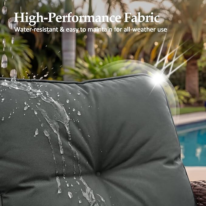 UPHA 5 Pieces Patio Furniture Sets, Wicker Outdoor Loveseat Sofa Set - Image 6