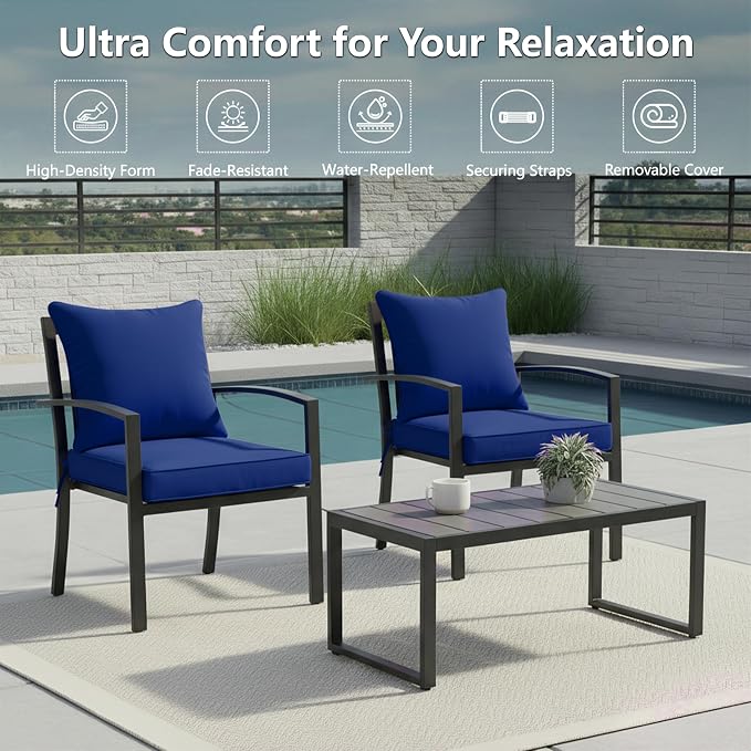 22x22 Inch Patio Chair Cushions Set of 2, Outdoor Furniture Cushions - Image 2