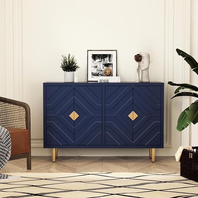 HLR 48" Accent Cabinet with 4 Doors and Shelves, Modern Sideboard Buffet - Image 3