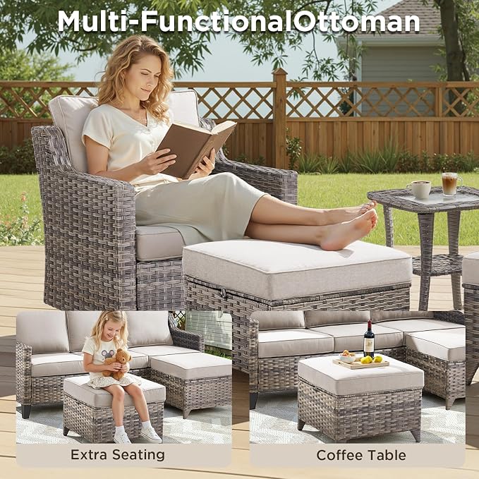 10 Piece Patio Furniture Set-High Back Outdoor Furniture Set Sectional Sofa - Image 4