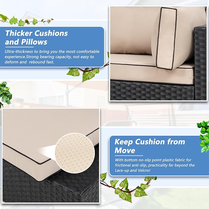 Shintenchi 5 Pieces Outdoor Patio Sectional Sofa Couch, Patio Conversation Sets - Image 5