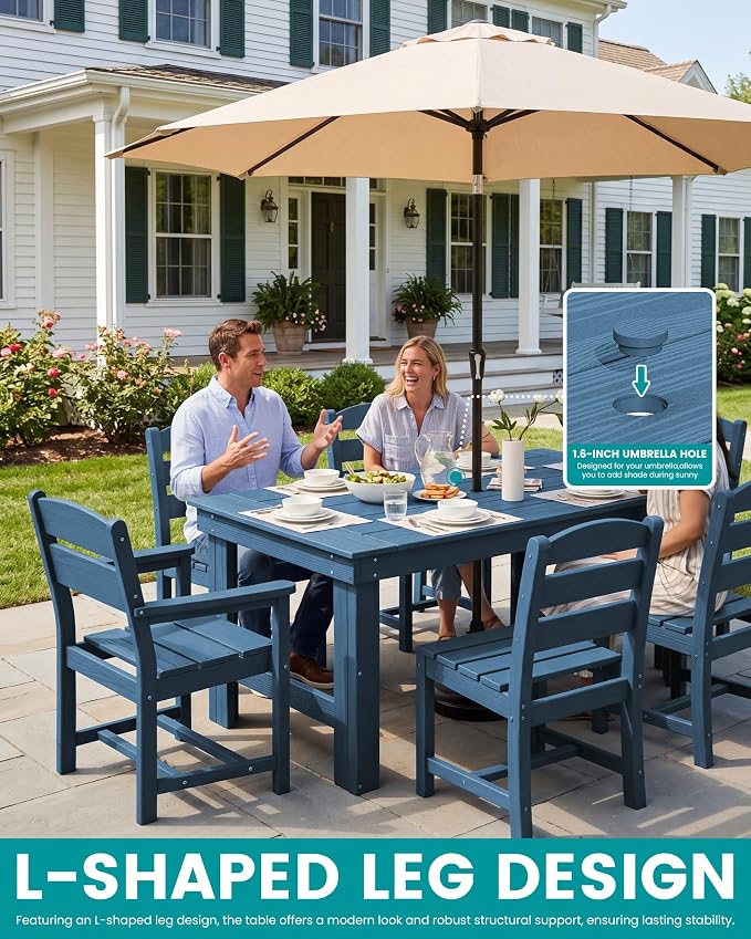 SERWALL Outdoor Dining Table Set, 67‘’ HDPE Patio Dining Set - Image 3