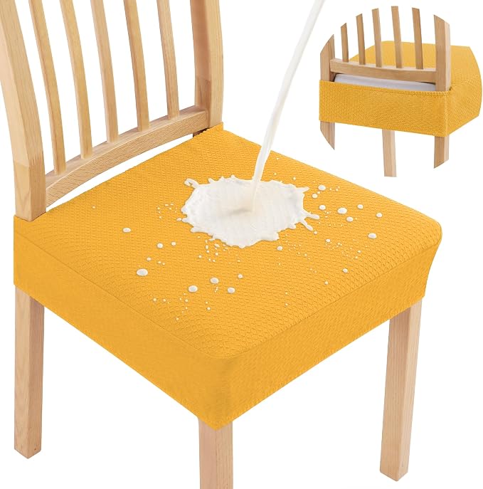 Smiry Waterproof Seat Covers for Dining Room Chairs Set of 4, Stretch Jacquard by Smiry
