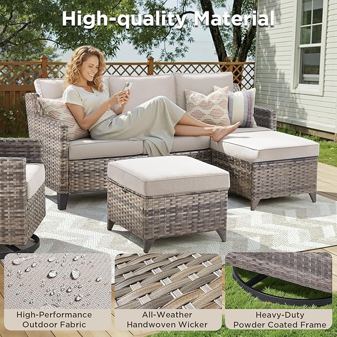 Buenhomino Outdoor Patio Furniture Set-PE Wicker Sofa Couch - Image 2