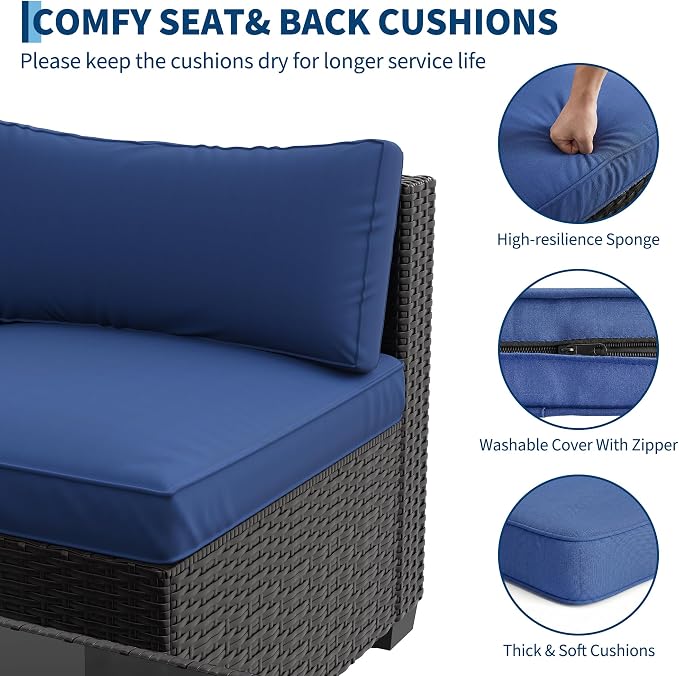 7-Piece Outdoor Patio Furniture Set, Modular Sectional Sofa - Image 4