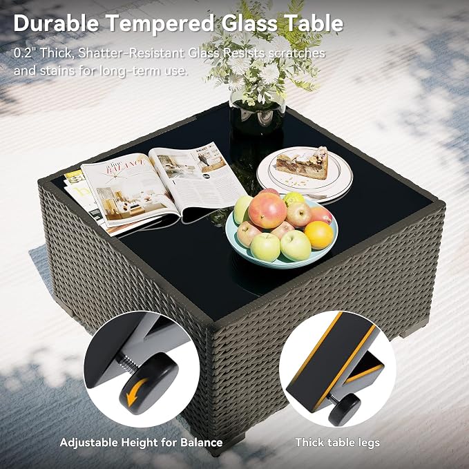 Aoxun Patio Furniture Set with Fire Pit Table, 8 Piece Outdoor Sectional Sofas - Image 9