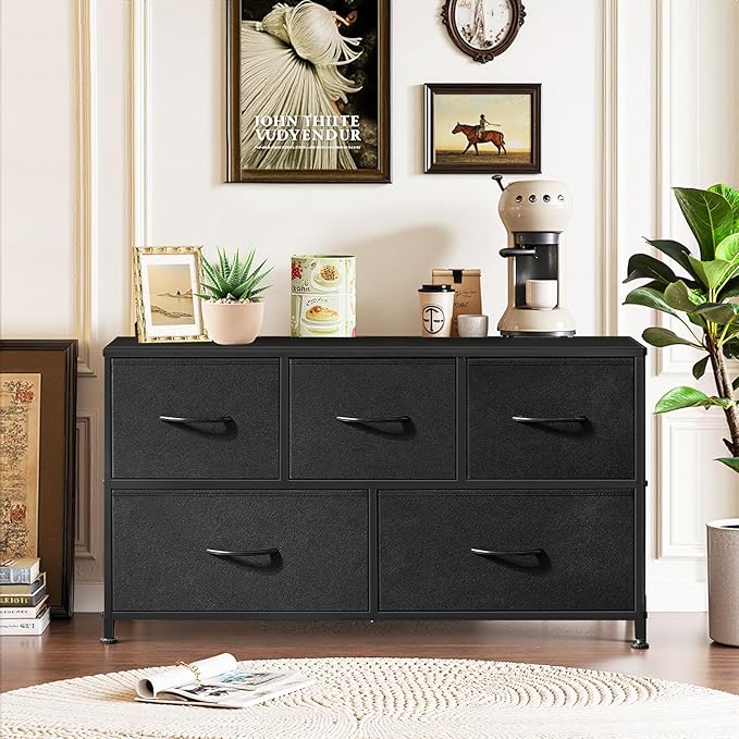 5-Drawer Dresser for Bedroom, Anti-Tip Wide Storage Organizer Fabric Chest of - Image 2
