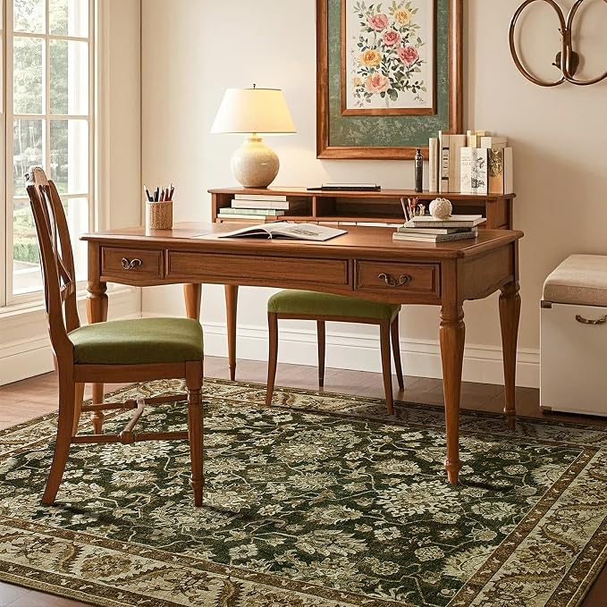 Area Rugs for Living Room, 4x6 Washable Rugs for Bedroom, Non-Slip Retro Floral - Image 6