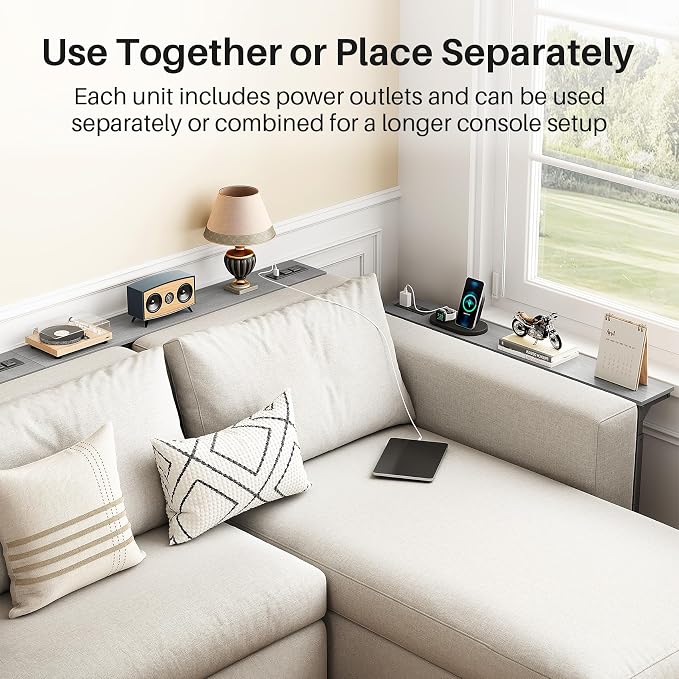 Kitstorack 2-Pack Dark Gray Console Table, 7.9" Deep Panel, Adjustable Height & - Image 7