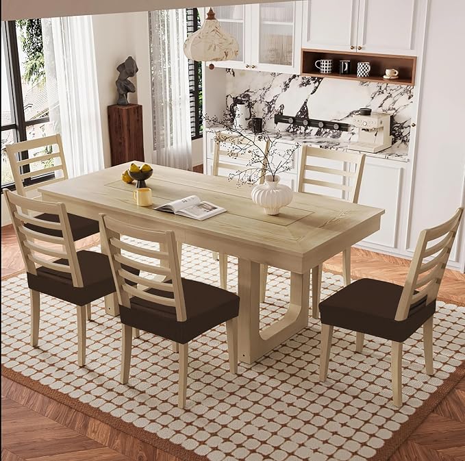 Smiry Waterproof Seat Covers for Dining Room Chairs Set of 8, Stretch Jacquard - Image 8