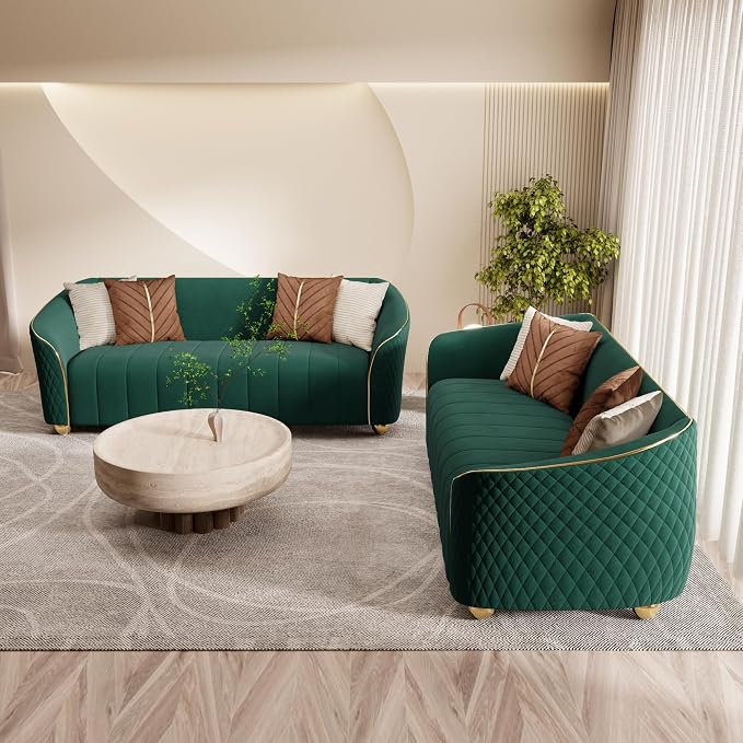 2-Piece Luxury Velvet Sofa Set for Living Room, Elegant Design Couch Set - Image 3