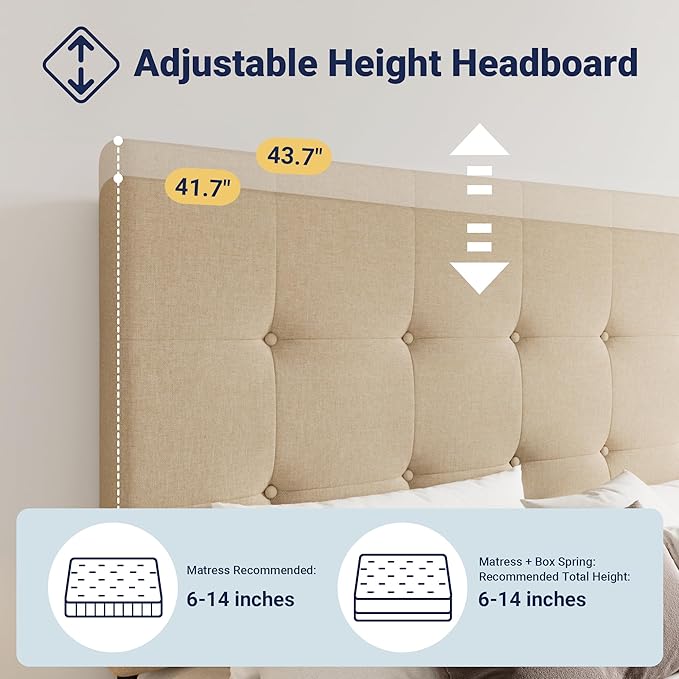 Allewie Upholstered King Size Platform Bed Frame - Image 4
