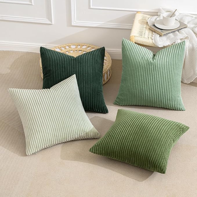 MIULEE Boho Farmhouse Sage Green Throw Pillow Covers 18x18 Inch Set of 4 - Image 3